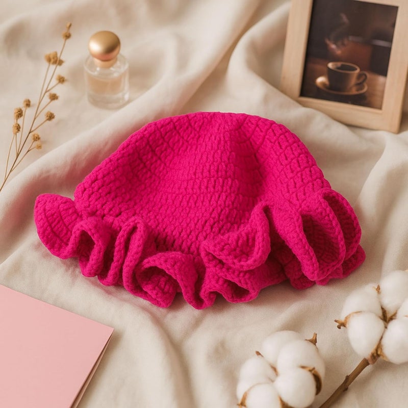 Ahouws Crochet Bucket Hat Women Trendy Knit Floppy Cap Cute Boho Handmade Beanies Outdoor Boho Travel Fishing Hat - Image 4